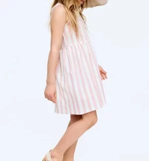 H&M Girls' Pink/Striped Patterned cotton Dress